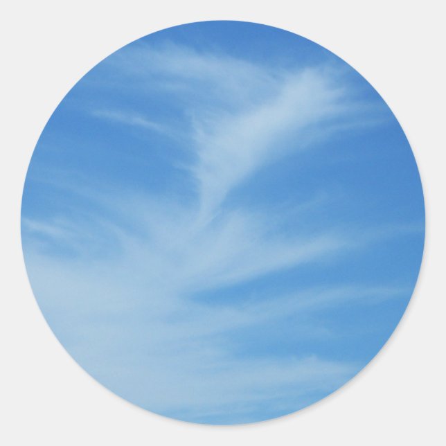 Blue Sky with White Clouds Abstract Nature Photo Classic Round Sticker (Front)