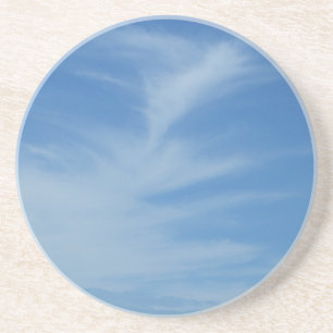 Blue Sky with White Clouds Abstract Nature Photo Coaster
