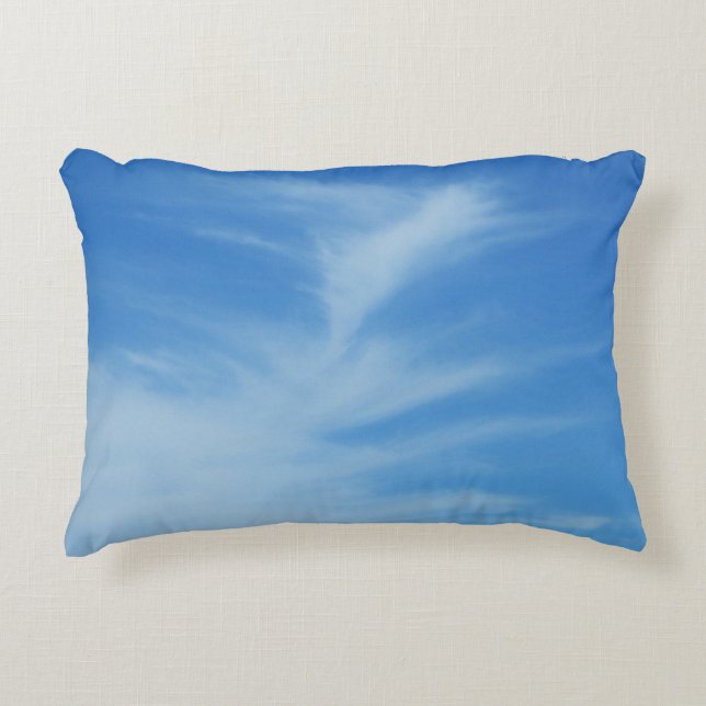 Blue Sky with White Clouds Abstract Nature Photo Decorative Cushion (Front)