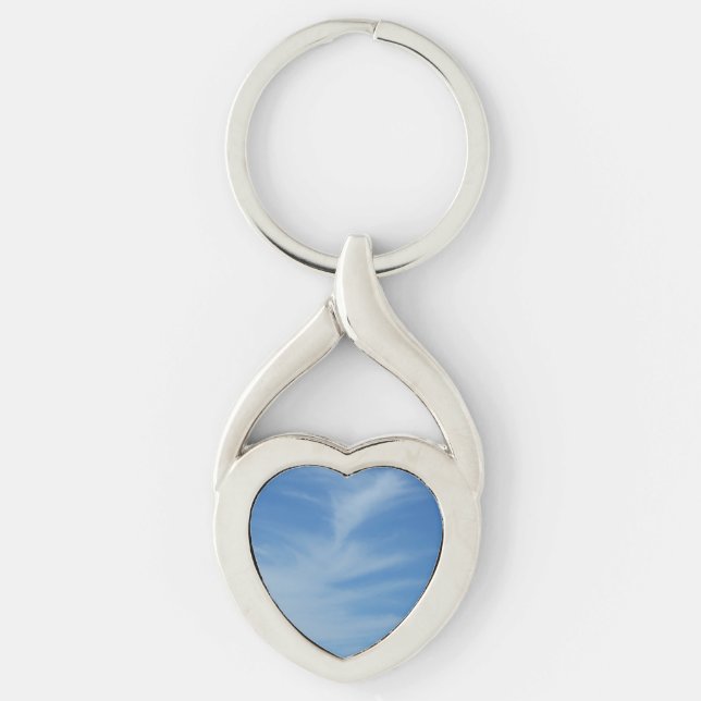 Blue Sky with White Clouds Abstract Nature Photo Key Ring (Front)