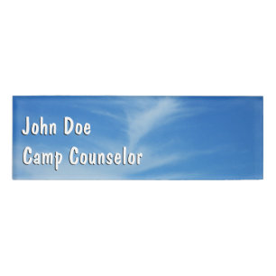 Blue Sky with White Clouds Abstract Nature Photo Name Tag