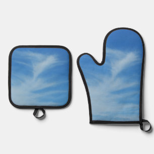 Blue Sky with White Clouds Abstract Nature Photo Oven Mitt & Pot Holder Set