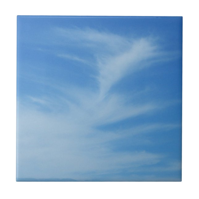 Blue Sky with White Clouds Abstract Nature Photo Tile (Front)