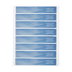 Blue Sky with White Clouds Abstract Nature Photo Wrap Around Label
