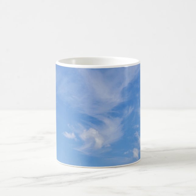 Blue Sky With Wispy Clouds Coffee Mug (Center)