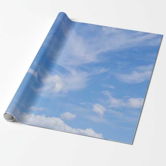 Blue Sky With Wispy Clouds Wrapping Paper (Unrolled)