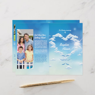 Blue Skyer Funeral Program Template