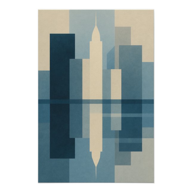 Blue Skyline - Geometric Reflections Poster (Front)