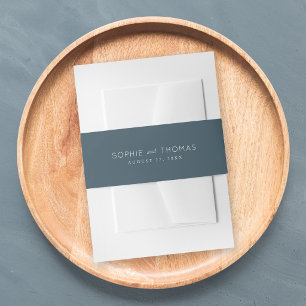 Blue Slate Wedding Invitation Belly Band