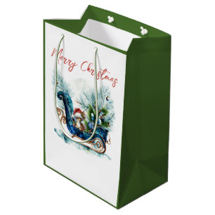 Blue Sled Baby Reindeer Medium Gift Bag