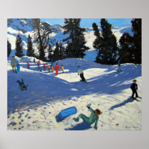 Blue Sledge Belle Plagne Poster