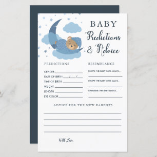 Blue Sleepy Bear Prediction and Advice Card