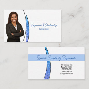 Blue Sliver of Faux Glitter Professional Photo Business Card