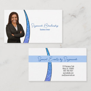 Blue Sliver of Faux Glitter Professional Photo  Business Card