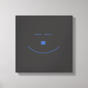 Blue Smile Face Wrapped Canvas