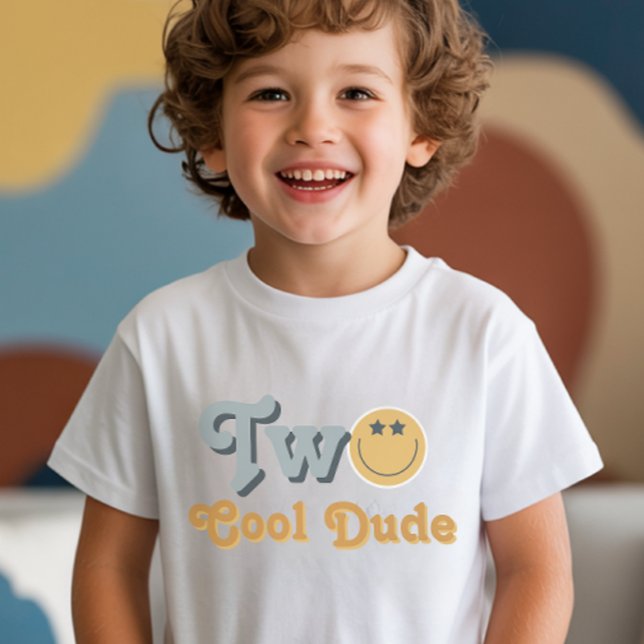 Blue Smile Two Cool Dude Boys 2nd Birthday T-Shirt (Creator Uploaded)
