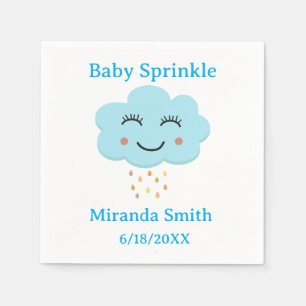 Blue smiling cloud with raindrops baby Sprinkle  Napkin