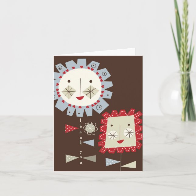 Blue smiling flower note card (Front)
