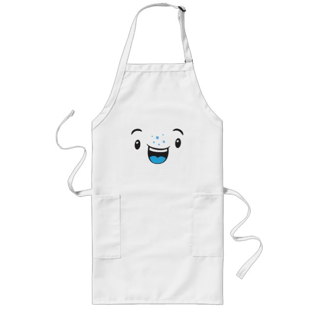 Blue Smiling Kawaii Face Apron (Front)