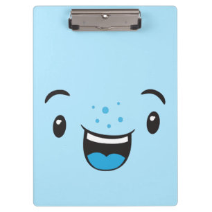 Blue Smiling Kawaii Face Clip Board