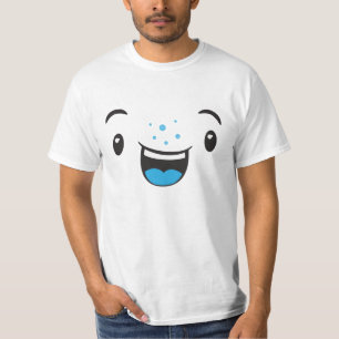Blue Smiling Kawaii Face Clothing T-Shirt