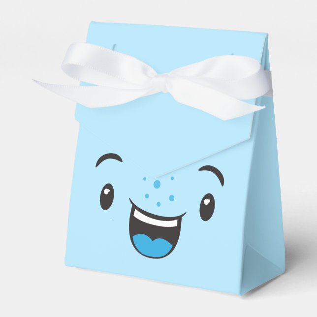 Blue Smiling Kawaii Face Gift Box (Front Side)