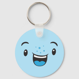 Blue Smiling Kawaii Face Keychain