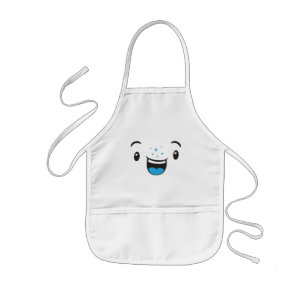 Blue Smiling Kawaii Face Kid's Apron
