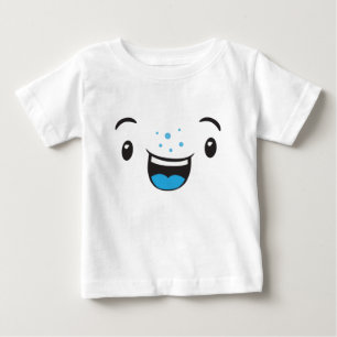 Blue Smiling Kawaii Face Kids Clothing Baby T-Shirt