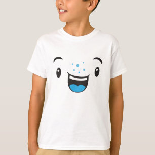 Blue Smiling Kawaii Face Kids Clothing T-Shirt