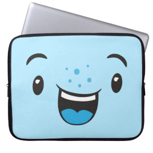 Blue Smiling Kawaii Face Laptop Sleeve