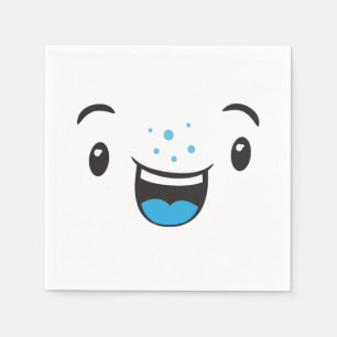 Blue Smiling Kawaii Face Napkins