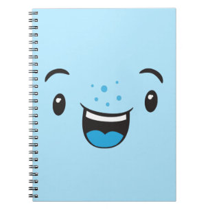 Blue Smiling Kawaii Face Notebook