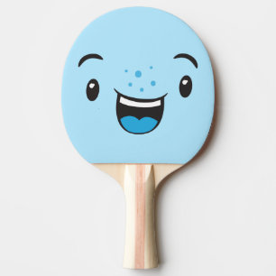 Blue Smiling Kawaii Face Ping Pong Paddle