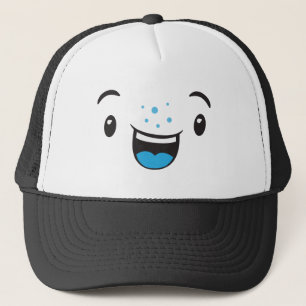 Blue Smiling Kawaii Face Trucker Hat