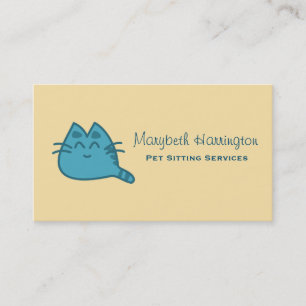 Blue Smiling Kitty Cat Business Card
