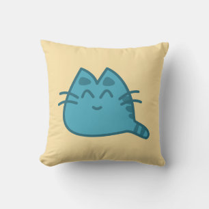 Blue Smiling Kitty Cat Cushion