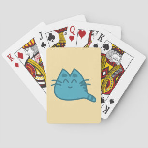 Blue Smiling Kitty Cat Playing Cards