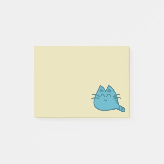 Blue Smiling Kitty Cat Post-it Notes (Front)