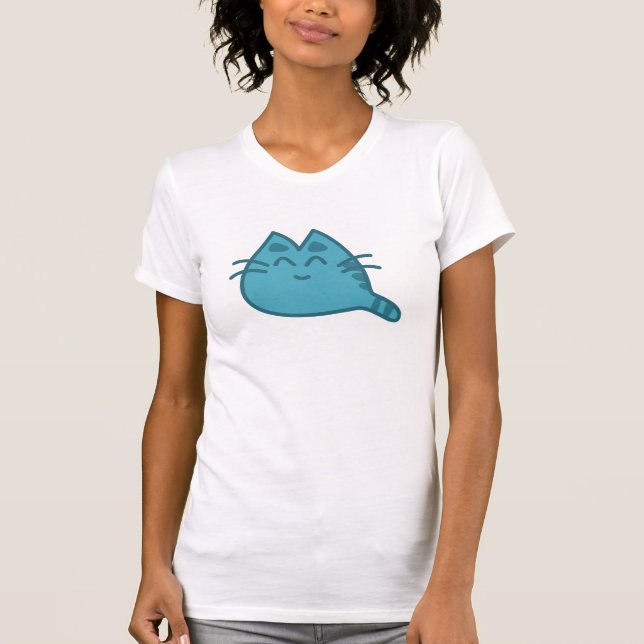Blue Smiling Kitty Cat T-Shirt (Front)