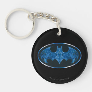 Blue Smoke Bat Symbol Key Ring