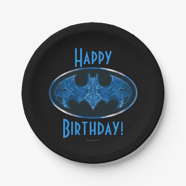 Blue Smoke Bat Symbol Paper Plate (Front)