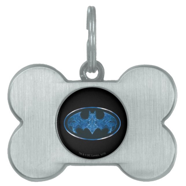 Blue Smoke Bat Symbol Pet ID Tag (Front)