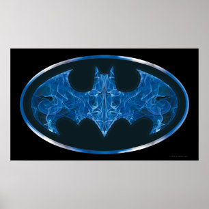Blue Smoke Bat Symbol Poster
