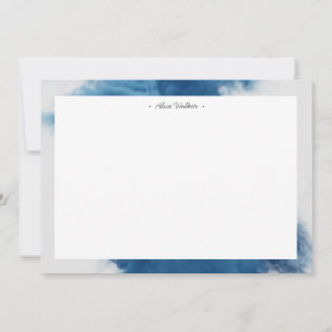 blue smoke effect monogram card
