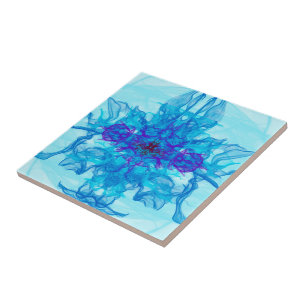 BLUE SMOKE - Fractal Art - Tile