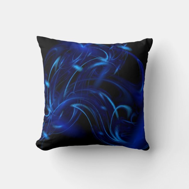 Blue Smoke Fractal Cushion (Front)