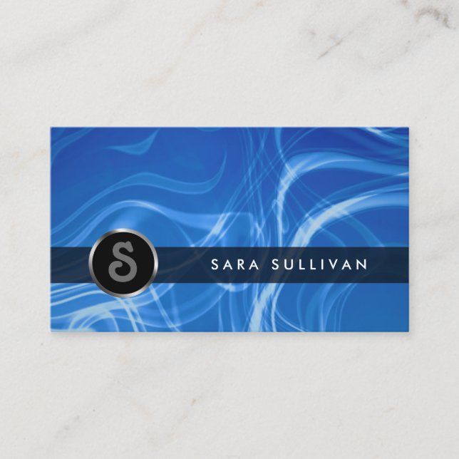 Blue Smoke Monogram Business Card (Front)