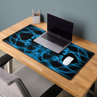 Blue Smoke Symmetrical Minimalist Black Desk Mat