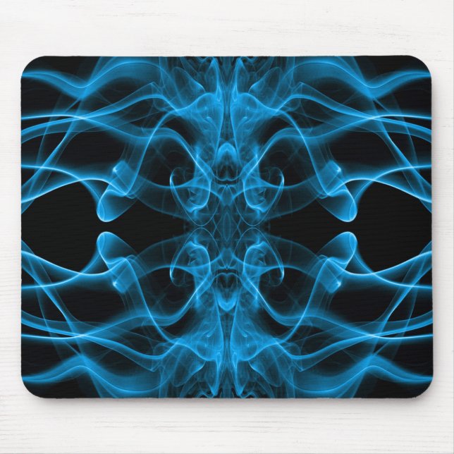 Blue Smoke Symmetrical Minimalist Black Mouse Mat (Front)